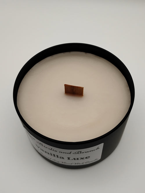 Vanilla Luxe 8 Ounce Soy Candle with Wood Wick