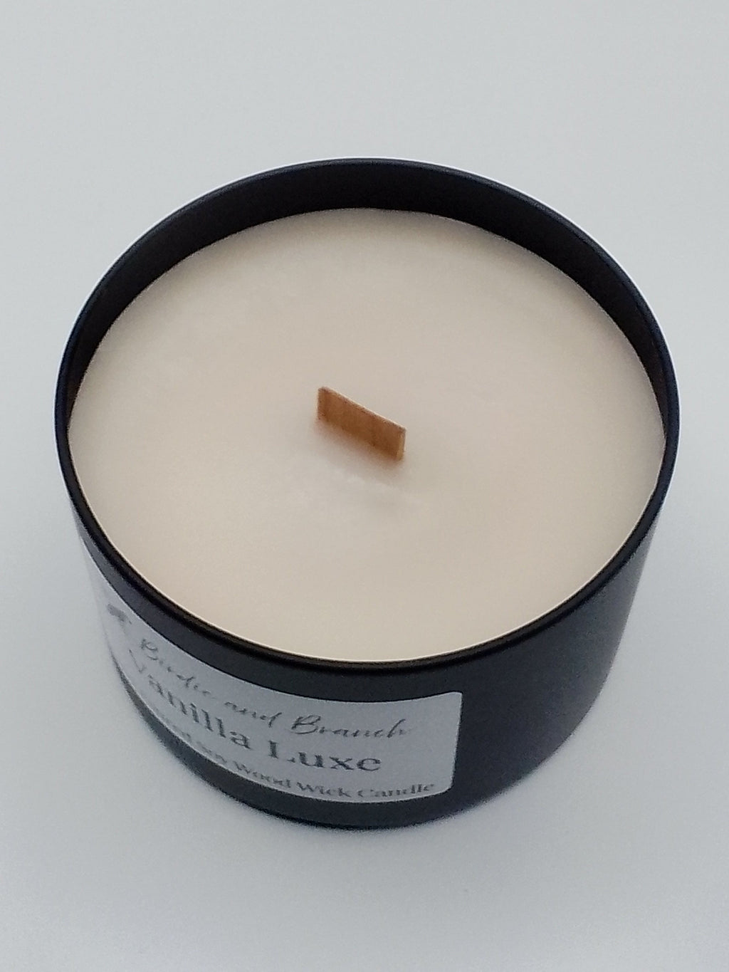 Vanilla Luxe 8 Ounce Soy Candle with Wood Wick