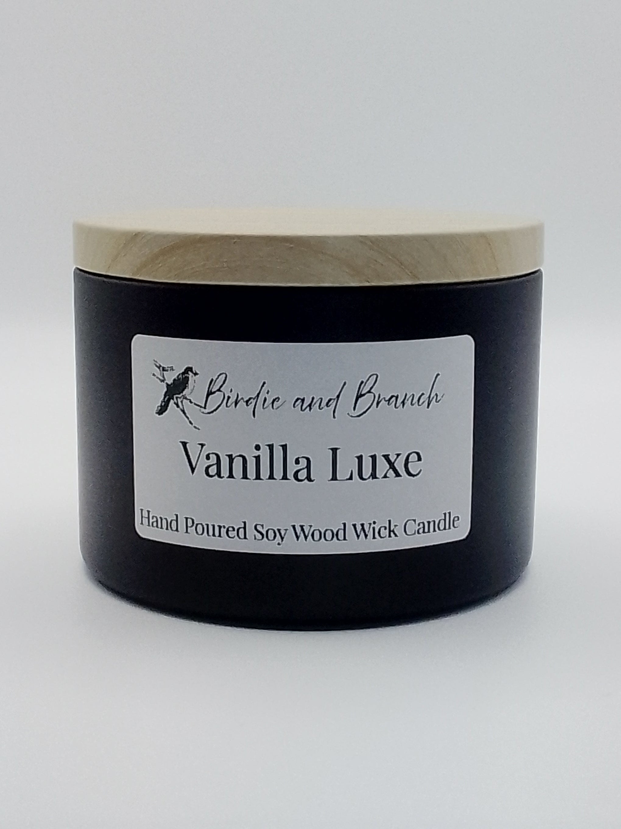 Vanilla Luxe 8 Ounce Soy Candle with Wood Wick
